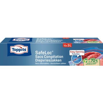 TOPPITS SAFELOC 3 LITER HERSLUITBARE DIEPVRIESZAKJES 15 STUKS