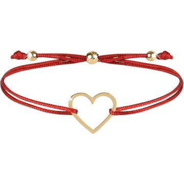 TROLI RODE KOORD ARMBAND MET GOUDEN HARTJE 1 STUK