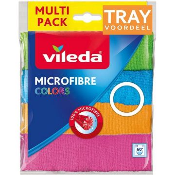 VILEDA MICROFIBRE COLORS MICROVEZELDOEKJES TRAY 10 X 4 STUKS