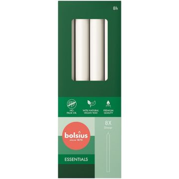 BOLSIUS ESSENTIAL 230 X 20 MM DINERKAARS (WIT) 8 STUKS