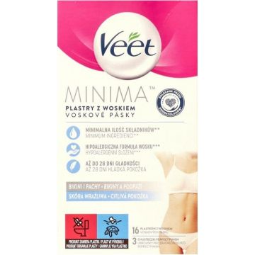 VEET MINIMA (VEET) MINIMA SENSITIVE SKIN BIKINI & ONDERARM WAXSTRIPS DOOSJE 16 STUKS