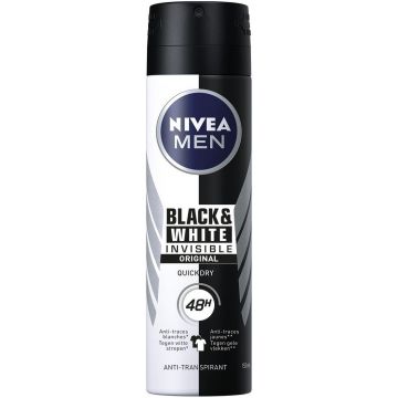 NIVEA MEN INVISIBLE FOR BLACK & WHITE MEN (NIVEA) BLACK & WHITE INVISIBLE ORIGINAL DEO SPRAY SPUITBUS 150 ML