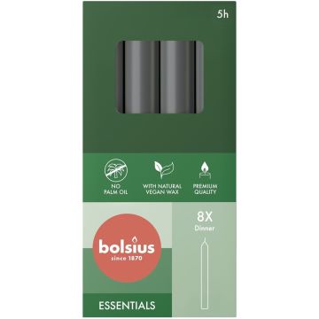 BOLSIUS ESSENTIAL 170 X 20 MM DINERKAARS (ANTRACIET) 8 STUKS