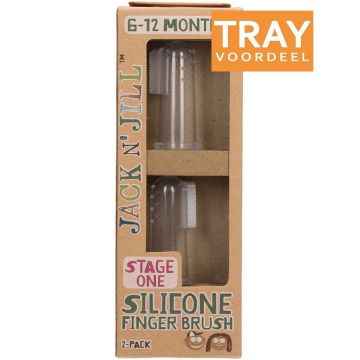 JACK 'N JILL STAGE ONE 6-12 MONTHS SILICONE FINGER TOOTHBRUSH VINGERTANDENBORSTEL TRAY 8 X 2 STUKS