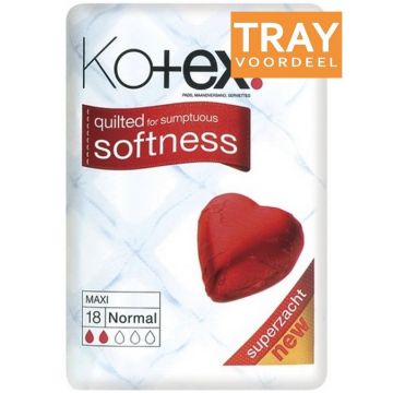 KOTEX NORMAL (KOTEX) MAXI NORMAL MAANDVERBAND TRAY 6 X 18 STUKS