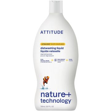 ATTITUDE NATURE+ TECHNOLOGY CITRUS ZEST DISHWASHING LIQUID AFWASMIDDEL 700 ML