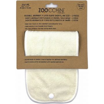 ZOOCCHINI REUSABLE ONE SIZE ABSORBENT 4 LAYER DIAPER INSERTS 2 STUKS