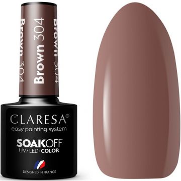 CLARESA COLOR SOAK OFF BROWN 304 UV/LED GELLAK 5 GRAM