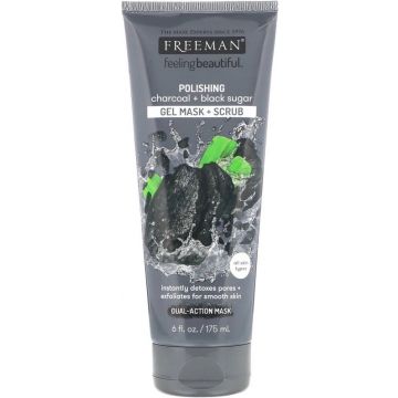 FREEMAN POLISHING CHARCOAL + BLACK SUGAR GEL MASK + SCRUB GEZICHTSMASKER TUBE 175 ML