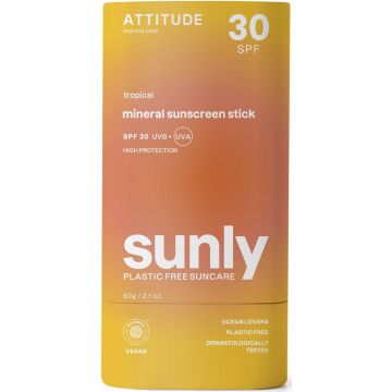 ATTITUDE SUNLY TROPICAL SPF 30 MINERAL SUNSCREEN STICK ZONNEBRAND STICK 60 GRAM