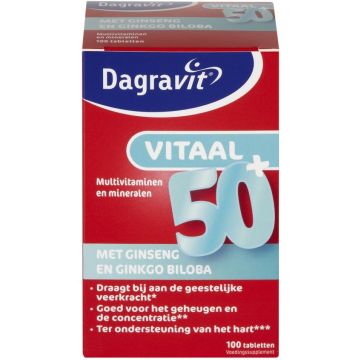 DAGRAVIT VITAAL 50+ (DAGRAVIT) VITAAL 50+ MET GINSENG EN GINKGO BILOBA TABLETTEN VOEDINGSSUPPLEMENT DOOSJE 100 STUKS