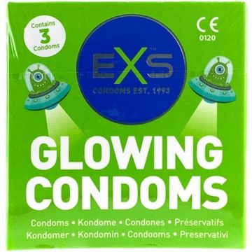 EXS GLOWING CONDOMS CONDOOMS DOOSJE 3 STUKS