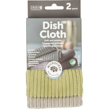 SMART MICROFIBER GRIJS/LICHTGROEN VAATDOEK 2 STUKS