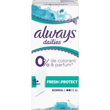 ALWAYS DAILIES (ALWAYS) DAILIES FRESH & PROTECT 0% PARFUM NORMAL INLEGKRUISJES DOOSJE 30 STUKS