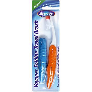 ACTIVE ORAL CARE MEDIUM TRAVEL BRUSH TANDENBORSTELS (ASSORTI) PAK 2 STUKS