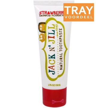 JACK 'N JILL NATURAL STRAWBERRY TOOTHPASTE TANDPASTA TRAY 6 X 50 GRAM