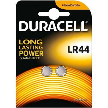 DURACELL LR44 1.5 ALKALINE KNOOPCELBATTERIJ PAK 2 STUKS
