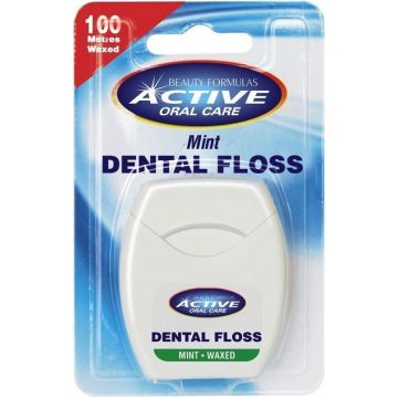 ACTIVE ORAL CARE MINT WAXED 100 METER DENTAL FLOSS FLOSDRAAD PAK 1 STUK