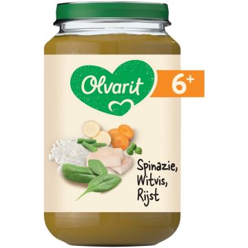 OLVARIT 6+ MAANDEN SPINAZIE, WITVIS, RIJST BABYVOEDING POT 200 GRAM