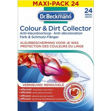 DR. BECKMANN COLOUR & DIRT COLLECTOR KLEURBESCHERMING VOOR JE WAS DOEKJES PAK 24 STUKS