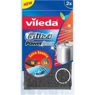 VILEDA GLITZI POWER INOX SCHUURSPONZEN PAK 2 STUKS