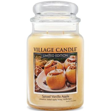 VILLAGE CANDLE SPICED VANILLA APPLE LIMITED EDITION GEURKAARS POT 602 GRAM