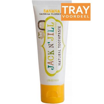 JACK 'N JILL NATURAL BANANA TOOTHPASTE TANDPASTA TRAY 6 X 50 GRAM