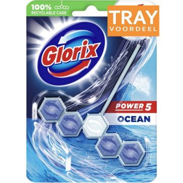 GLORIX POWER 5 (GLORIX) POWER 5 OCEAN TOILETBLOK TRAY 9 X 55 GRAM