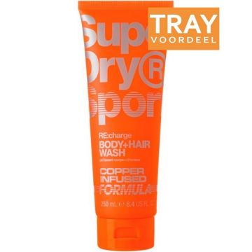 SUPERDRY SPORT RE:CHARGE (SUPERDRY) RE:CHARGE BODY + HAIR WASH DOUCHEGEL TRAY 6 X 250 ML