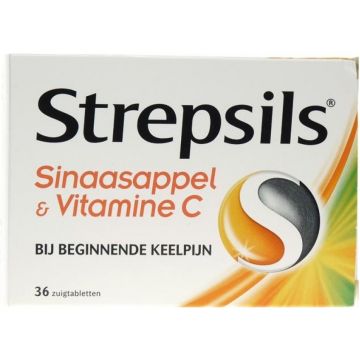 STREPSILS SINAASAPPEL & VITAMINE C BIJ BEGINNENDE KEELPIJN ZUIGTABLETTEN DOOSJE 36 STUKS