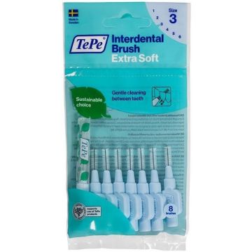 TEPE EXTRA SOFT SIZE 3 INTERDENTAL BRUSH 0.6 MM TANDENRAGERS 8 STUKS