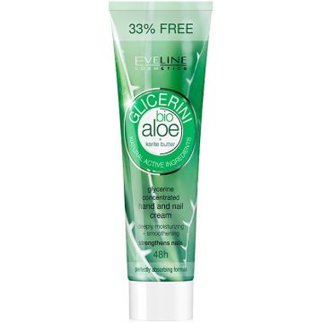 EVELINE GLYCERINE HAND AND NAIL CREAM BIO ALOE + KARITE BUTTER HANDCREME TUBE 125 ML