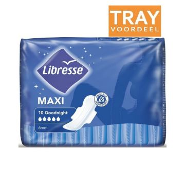 LIBRESSE 10 GOODNIGHT (LIBRESSE) 10 GOODNIGHT MAXI MAANDVERBAND TRAY 6 X 10 STUKS