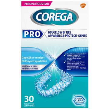 COREGA PRO BEUGELS & BITJES REINIGINGSTABLETTEN DOOSJE 30 STUKS