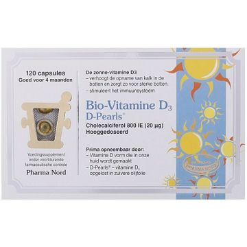 PHARMA NORD BIO-VITAMINE D3 D-PEARLS VOEDINGSSUPPLEMENT CAPSULES DOOSJE 120 STUKS