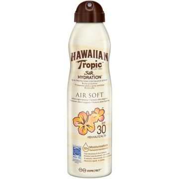 HAWAIIAN TROPIC SILK HYDRATION SPF 30 AIR SOFT SUN LOTION ZONNEBRAND SPRAY SPUITBUS 177 ML