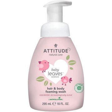 ATTITUDE BABY LEAVES 2-IN-1 UNSCENTED HAIR AND BODY FOAMING WASH POMP 295 ML