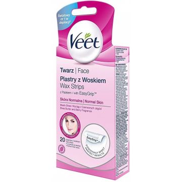 VEET EASY GRIP FACE NORMAL SKIN PATCHES WAXSTRIPS DOOSJE 20 STUKS