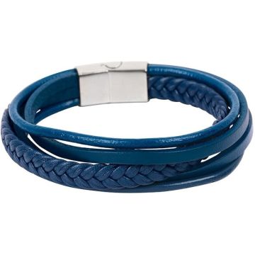 TROLI BLAUWE/ZILVEREN LEREN ARMBAND 1 STUK