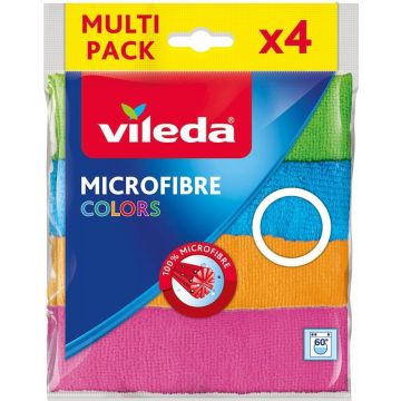 VILEDA MICROFIBRE COLORS MICROVEZELDOEKJES PAK 4 STUKS