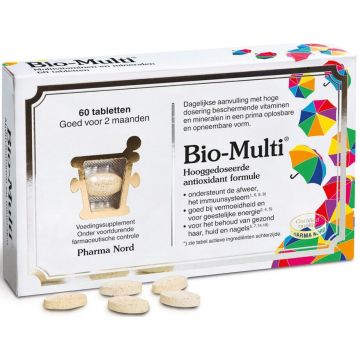 PHARMA NORD BIO-MULTI HOOGGEDOSEERD ANTIOXIDANT VOEDINGSSUPPLEMENT TABLETTEN DOOSJE 60 STUKS