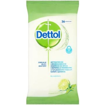 DETTOL LIME & MINT SCHOONMAAKDOEKJES PAK 36 STUKS