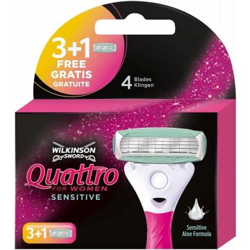 WILKINSON SWORD QUATTRO FOR WOMEN SENSITIVE SCHEERMESJES PAK 4 STUKS