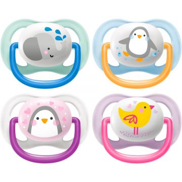 PHILIPS AVENT ULTRA AIR (PHILIPS) ULTRA AIR ANIMALS 0-6 MAANDEN BLAUW/ROZE FOPSPEEN (ASSORTI) 2 STUKS
