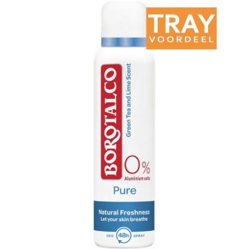 BOROTALCO PURE NATURAL FRESHNESS DEODORANT SPRAY TRAY 12 X 50 ML