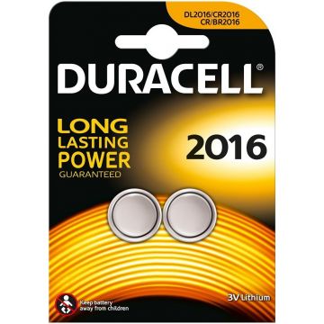 DURACELL 2016 3V LITHIUM KNOOPCELBATTERIJ PAK 2 STUKS
