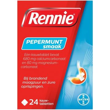 RENNIE PEPERMUNT KAUWTABLETTEN DOOSJE 24 STUKS