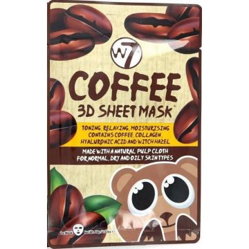 W7 COFFEE 3D SHEET MASK GEZICHTSMASKER ZAKJE 1 STUK