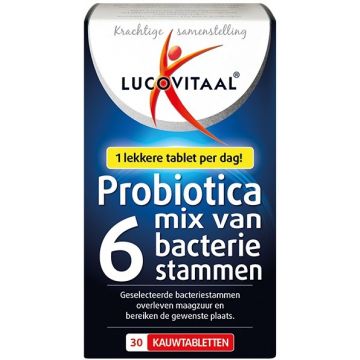LUCOVITAAL PROBIOTICA MIX VAN 6 BACTERIE STAMMEN KAUWTABLETTEN 30 STUKS