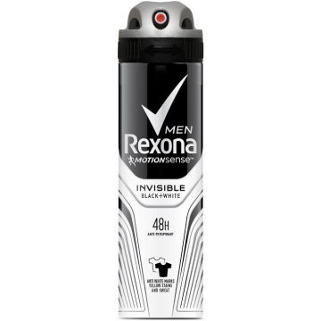 REXONA MEN INVISIBLE BLACK & WHITE MEN (REXONA) INVISIBLE BLACK + WHITE DEO SPRAY SPUITBUS 150 ML